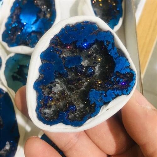 Gold natural agate crystal hole cornucopia office furniture feng shui decorations1pc