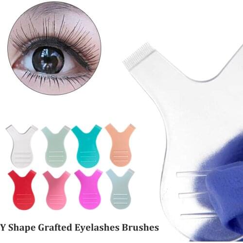 Reuseable Plastic Eyelash Brush Clean Y Shape Grafted Eyelashes Brushes Women Makeup Brush Mascara Tools Free Shipping 10P/Pack
