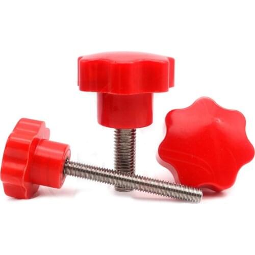 2pcs M6 stainless steel Torx hand screw seven star T&TX bakelite adjustment knob handle bolt red color 10mm-50mm length