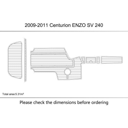 2009-2011 CENTURION ENZO SV240 cockpit Swimming platform 6mm EVA Non-slip mat fAUX TEAK FLOOR CARPET MAT