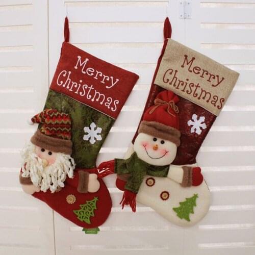 2020 Christmas Decorations For Home Stock Santa Claus/Snowman Velvet Stocking Sacks Fruit Candy Gifts Holder Party Ornaments