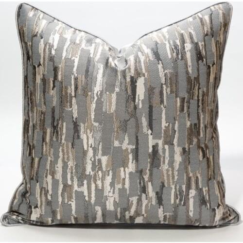 30*50cm/45*45cm/50*50cm Plaid Gray Pillowcase Simple Style Polyester Sofa Cover Single-Sided Printing Cushion Cover