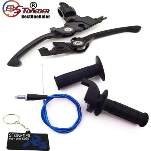 STONEDER Aluminum Brake Clutch Lever Twist Throttle Handle Grips Throttle Cable For Chinese 50cc - 160cc SSR Thumpstar Lifan YX