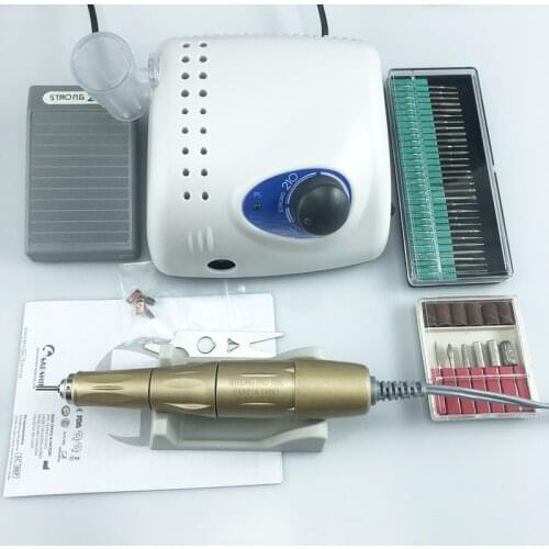 New Arrival 45000rpm GOLD STRONG 210 PRO 105 105L Handpiece 65W Nail Drills Manicure Machine Pedicure Electric File Bits