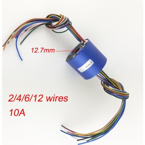 54mm 2/4/6/12 Wires 10A Hollow Slip Ring 200RPM 12.7mm Hole Metal Slipring for DIY Robot Camera Gimbal Pan/tilt Work Turntable