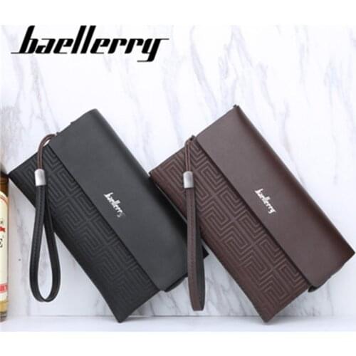 Baellerry New Mens Fashion Wallet Multifunctional Business Mens Clutch Bag Mobile Phone Bag Retro Wallet Bag