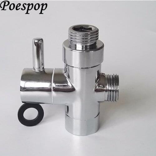 Free ship 1/2" Brass Faucet Adapter Chrome Plated Bathroom Shower Faucet Accessories 3 Way Water Diverter Ceramic Cartridge