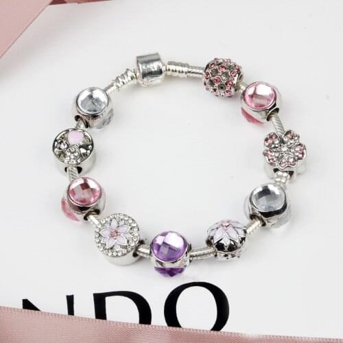 Sparkling DIY Crystal Bead Bracelet Flower Alloy Macroporous Bead Bead Bracelet