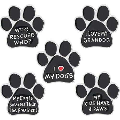 Brooch Enamel Pet Dog Paw Heart Love Remembrance Pin Family Friends Children Kids Gifts Lapel Collar Cute Thanksgiving Jewelry