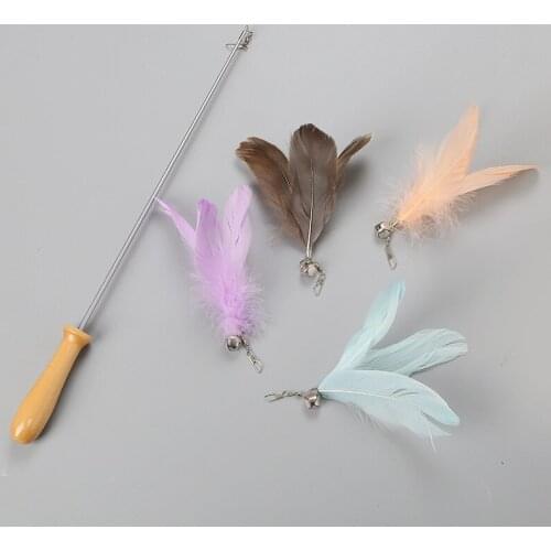 Teaser Cat Wand Toys Funny Cat Stick Feather Toy For Cats Supplies High Quality With 4 Feather Replacements
