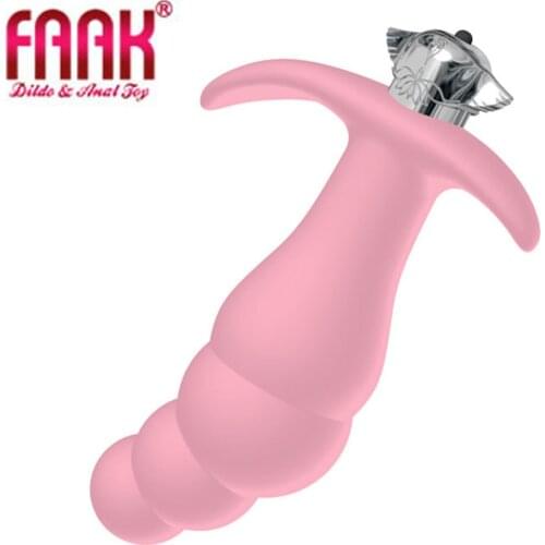 FAAK Womens Charging Vibration Anal Plug Jumping Egg SM Silicone Waterproof Vibration Stick Prostate Massager Anal Dilator