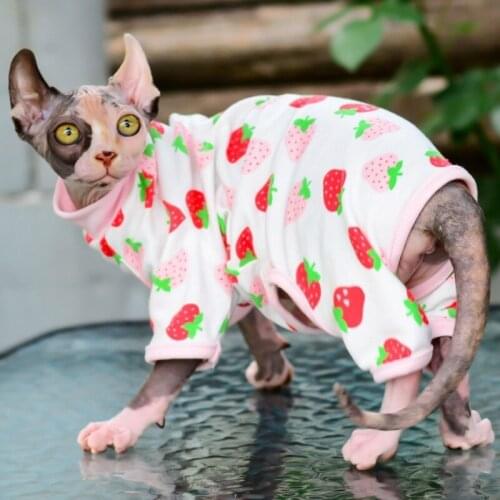 Cotton Sphinx Cat Clothes Pink Pet Hoodies Outfit Kitten Coat For Small Dogs Clothing For Hairless Cats Costume French Bulldog