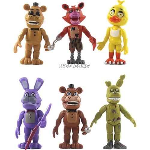 6 Pcs/set Game FNAF Five Nights Midnight Toy Bear Figurine Dolls Toys Foxy Chica Movable Joints Action Figure Toy for Kids Gift