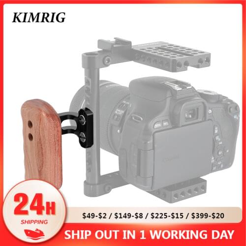 KIMRIG DSLR Reversible Wooden Camera Handle Universal Handle Grip With 1/4"-20 Thumbscrew Knob For Camera Cage Rig(Left Side)