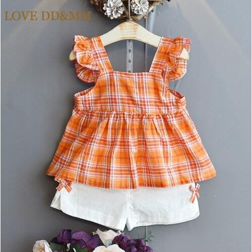 LOVE DD&MM Girls Clothes Sets Kids plaid Top + Bow Shorts 2pcs Clothing Set For Girl Costumes Children Casual Clothes