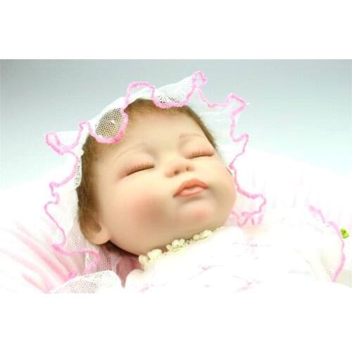 42cm handmade reborns toy Baby Doll Soft Silicone Boy Girl Toy Reborn Baby Doll Gift for Child white clothes closed eyes girl