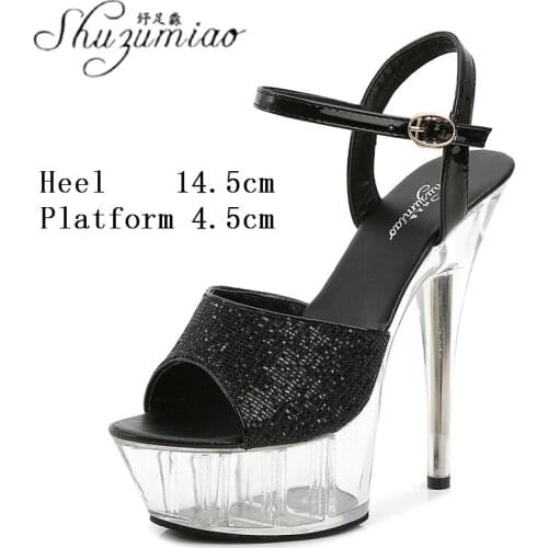 Model Women Striptease Show Party Club Sexy Clear Crystal Super High Heel Sandals 15CM Transparent Platform Pole Dancing Shoes