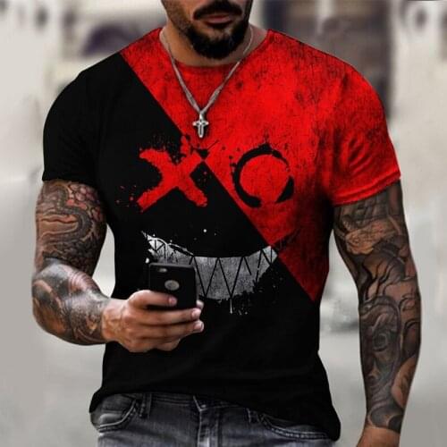 2021 Summer Hot Sale Mens T-shirt Street Punk Personality Fashion Clothes 3D Printing Street Fashion Oversize Short-Sleeved