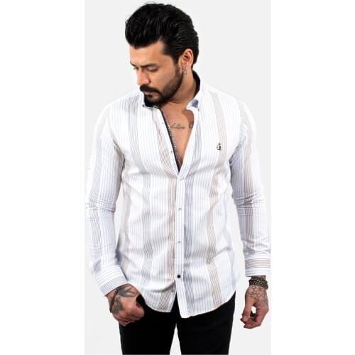 DeepSEA Men 'S Regular Fit Striped Pattern Long Sleeve Shirt 2106078