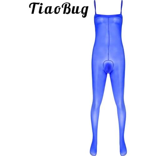Mens Lingerie Bodysuit See-through Body Stocking Adjustable Spaghetti Straps Bulge Pouch Erotic Costumes Leotard Sissy Nightwear