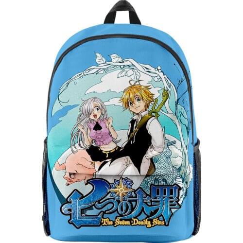 WAWNI The Seven Deadly Sins 3D Merch Fashion Oxford Cloth Shoulder Backpack Printed Multi Zipper Pack Casual School Bag