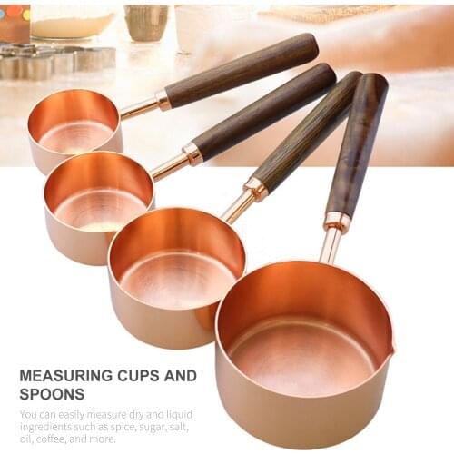 4PCS Measuring Spoons Set for Dry and Liquid Ingredients Baking Utensils Stainless Steel Silicone Heat-Resistant Cookware Set
