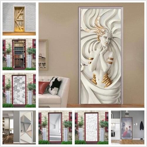 Statue Goddess Wallpaper for Doors DIY Adhesive Home Design Living Room Bedroom Waterproof Removable Wall Stickers deursticker