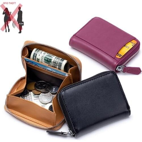 New Wallets Womens Fashionable Zipper Coin Storage Bags Mens RFID Anti-Theft Wallets Short Two-Fold Sorted Coin Purses