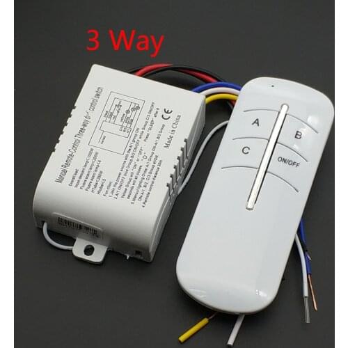 3 Way ON/OFF AC 220V Wireless Remote Control Switch Digital Remote Control Receiver Transmitter For Lamp & Light Three- Way