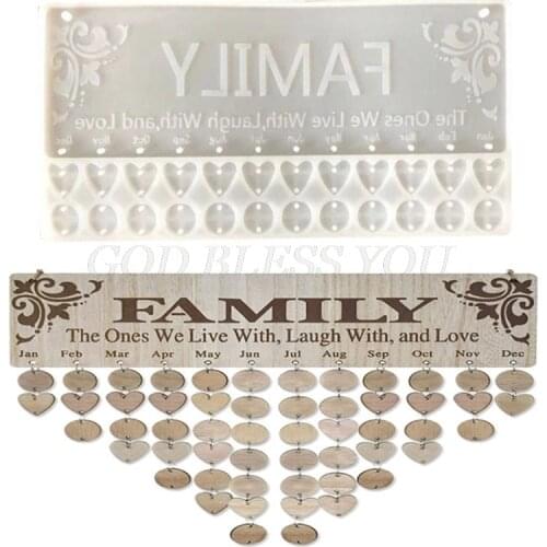 Crystal Epoxy Resin Mold Love Heart Pendant Wall Calendar Listed Silicone Mould DIY Crafts Decorations Ornaments Casting Tools