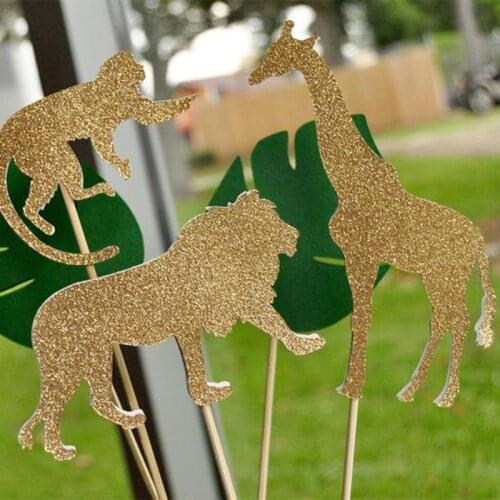 Safari Jungle Zoo Animal Theme Baby Shower wild one birthday Party Gender reveal boy girl Decoration centerpiece cake topper
