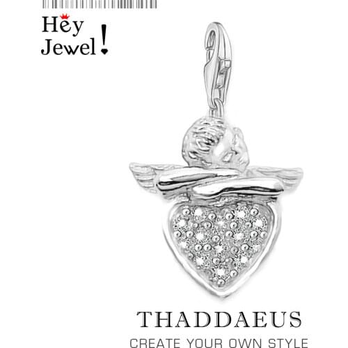 Angel with Heart 925 Sterling Silver Charms For Women Girls 2020 Spring Brand New Roamntic Gift DIY Accessories Fashion Jewelry