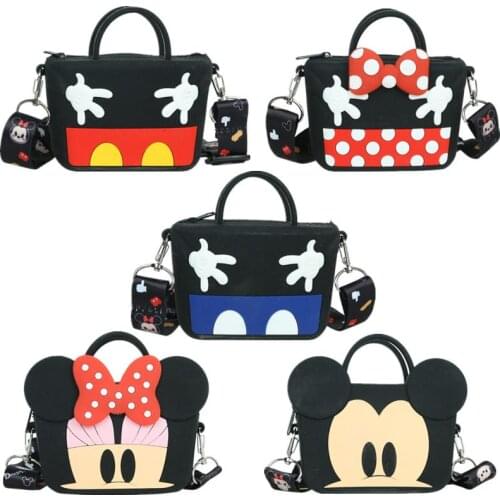 Disney Anime Mickey Minnie Mouse KT Cat Kawaii Silicone Bag Mini Messenger Bag Children Coin Purse Toys For Girls Gift