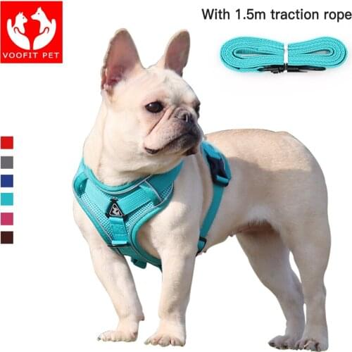 Dog Harness with Leash Summer Pet Adjustable Reflective Vest Walking Lead for Puppy Polyester Mesh Harness for Small Medium Dog