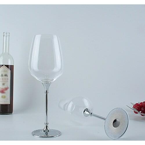 Wedding Crystal 518ml Drinking Wine Glasses With Gold Plating Stem Crystal Wine Glasses Champagne Colored Glass Wine Glasses