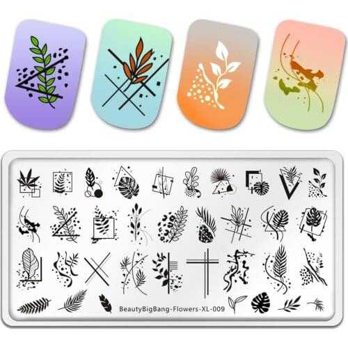 BeautyBigBang Flowers And Leaves Theme Pattern DIY Image Plate Stencil For Nails Art Template Stamping Plate Design Tools