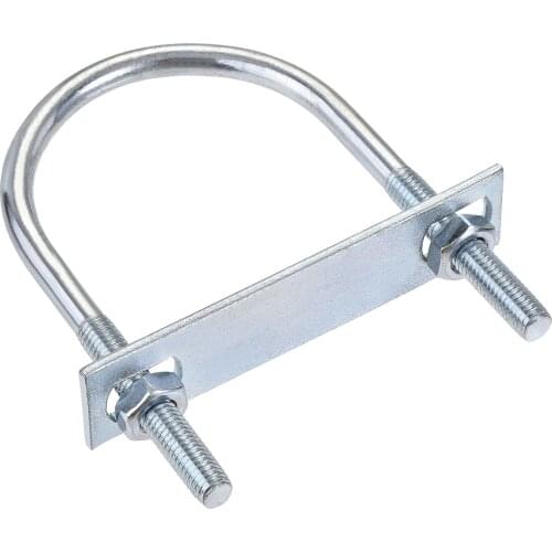 Uxcell Round U-Bolt 2.48"(63mm) Inner Width 110mm Length Steel M8 with Nut, Plate 1 Set