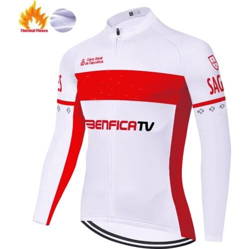 Proteam Lisboa BENFICA cycling jersey 2020 long sleeve Winter Thermal Fleece cycling clothing Men bike jersey men