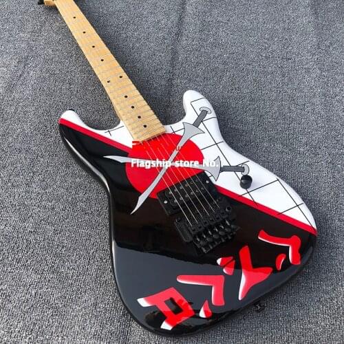 High-quality 6-string electric guitar, Alnus cremastogyne body, maple neck, red, black print, electronic musical instrument