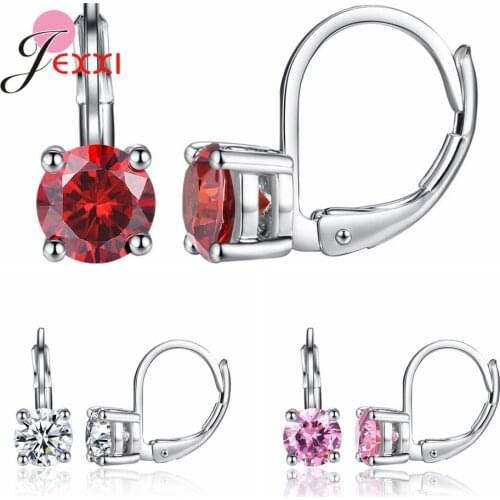 High Quality Korean Hoop Earrings For Women Genuine 925 Sterling Silver Earrings Bright Crystal Earrings Birthday Jewelry Gift