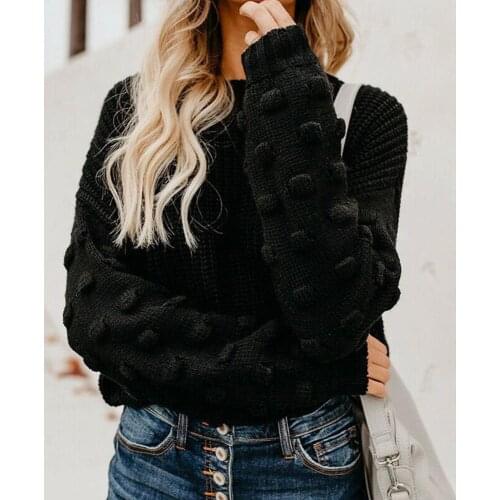 2021 Women Solid Color Long Puff Sleeve Knitted Sweater Autumn Winter Short Jumper High Street Knitwear Vintage Pullovers traf