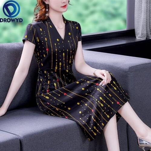Heavyweight Silk Dress Womens 2021 Summer New Big Brand Print Dress Hangzhou Real Mulberry Silk Dresses Runway Party Vestidos