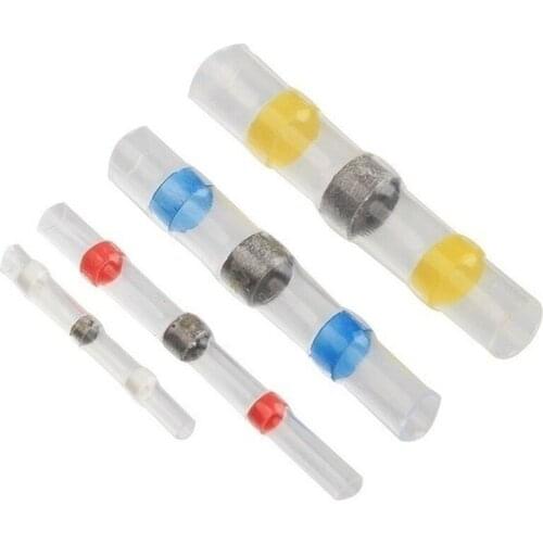 10/50/100pcs Solder Seal Heat Shrink Crimp Terminals Insulation Electrical Butt Wire Connectors Waterproof Cable Terminal Kit