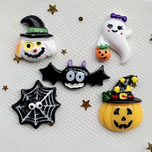 Halloween resin flat back multi - style resin scrapbook holiday decorations embellishments halloween resin flatback 10pcs/lot