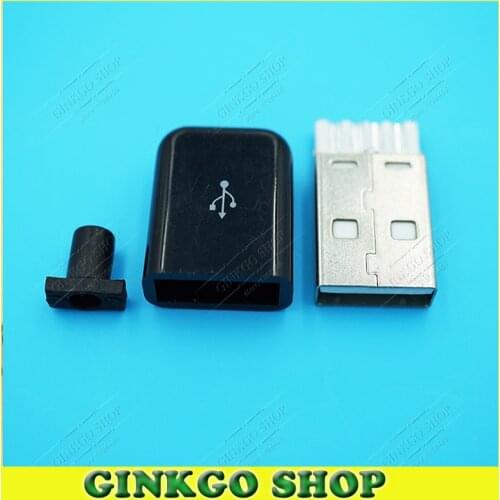 100sets/lot 3 in 1 DIY Male USB plug Black color 2.0 USB Male Jack Welded plug