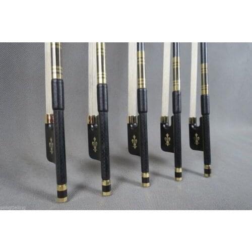 5pcs of best plaid master black Carbon fiber CELLO bow 4/4 #7239