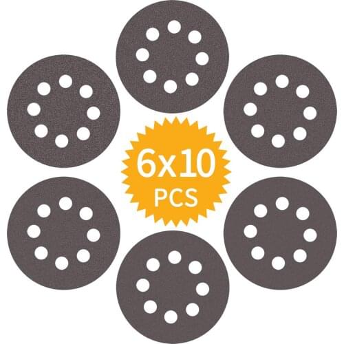 60Pcs Sanding Discs 5 Inch Silicon Carbide Wet & Dry Sandpaper 125mm 400 -2000 Grits Hook & Loop Sheets for Random Orbit Sander