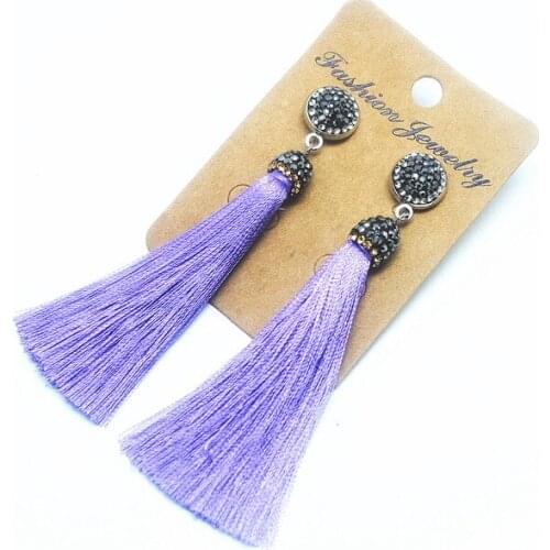 Charms silk tassel ear women jewelry pins for luxury parts weeding wear size 65mm length many colors
