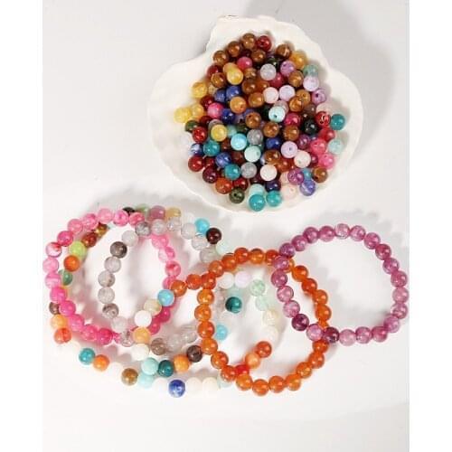 Hot Imitation Natural Stone Round Acrylic Beads Clouds Effect Beads For Jewelry Makeing Bracelet necklace DIY Accessory