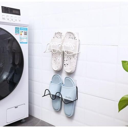 Household double wrought iron shoe rack bathroom slippers shelf DIY shoe bracket wall-mounted shoe storage rack